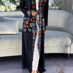 بدلة شيفون سوري مطرزة ورود